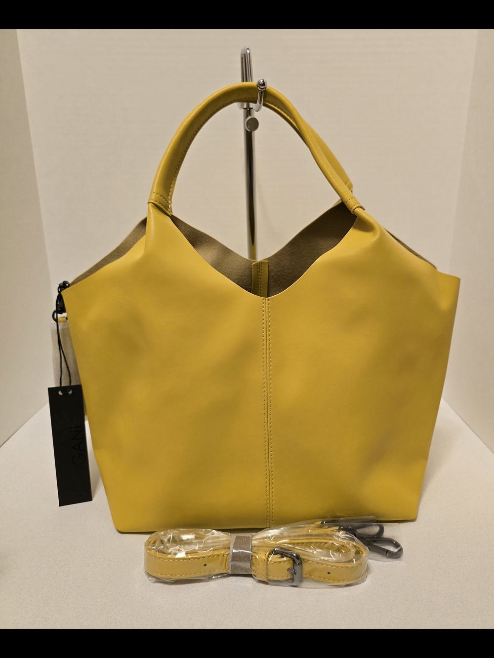 VEGGANI Faux Leather Shoulder Crossbody Tote In Ingrid Yellow NWT